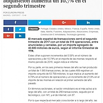 El importe de las operaciones de fusin y adquisicin aumenta un 10,7% en el segundo trimestre